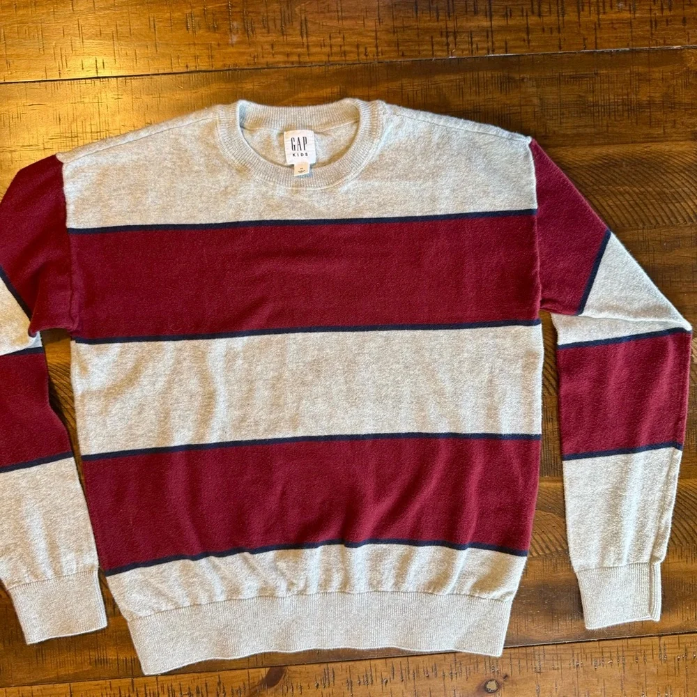 GAP Kids Sweater with Red and Gray Stripes - Picture 1 of 5